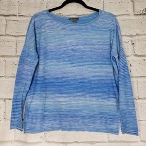 Vince Womens Medium Striped White Blue Boatneck Sweater Dolman Sleeve